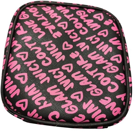 Juicy Couture Black and Pink Cosmetic Bag Soft Shell Zip Closure - Picture 5 of 6